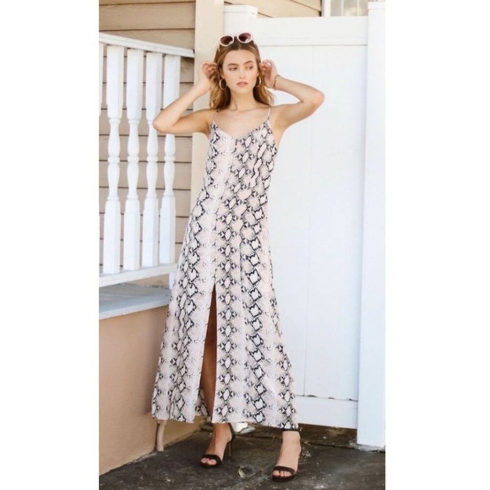 NWT L'agence Pink Python Print Silk Button Romee … - image 2